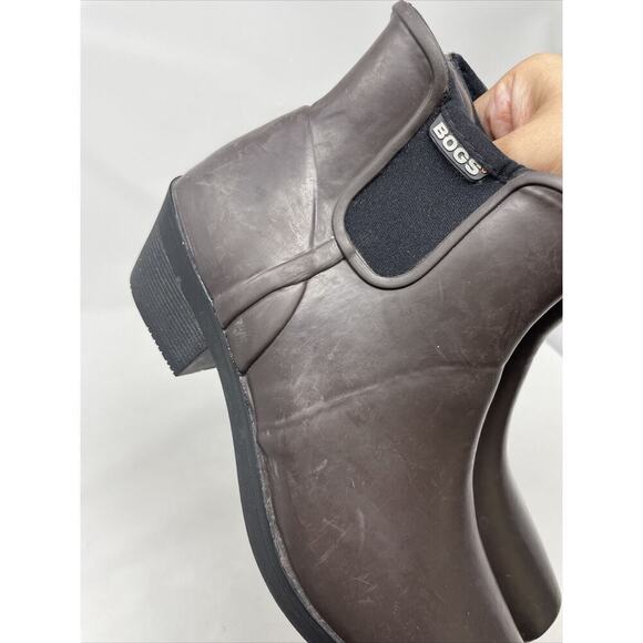 Bogs Valerie Ankle Rubber Rain Booties Slip On Women'S Size 7 Dark Brown - Picture 14 of 15
